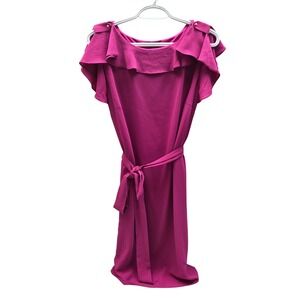 Worthington Women's Magenta Pink Flutter Sleeve Belted Dress Size‎ 8